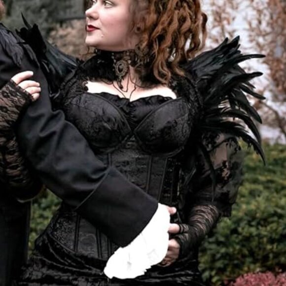 Gothic Natural Feather Cape Shawl Shoulder Wrap - Picture 6 of 6
